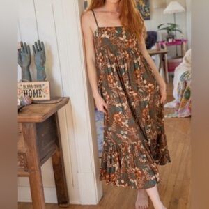 Natural Life Nina Midi Dress Espresso Floral Medium